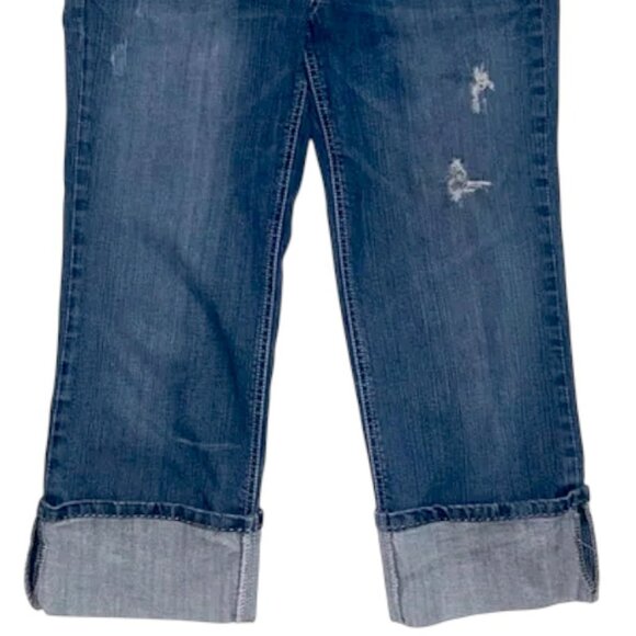 Candies Denim Cuffed Capri Jeans Dark Blue Cropped Stretch Mid Rise Size 11 - Picture 5 of 14